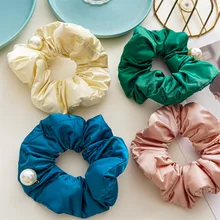 

Pearl Down Scrunchies Large Intestine Hair Ring Solid Color Hair Rope Elastic Hair Tie Bands Soft Warm Hair Accessories Headwear