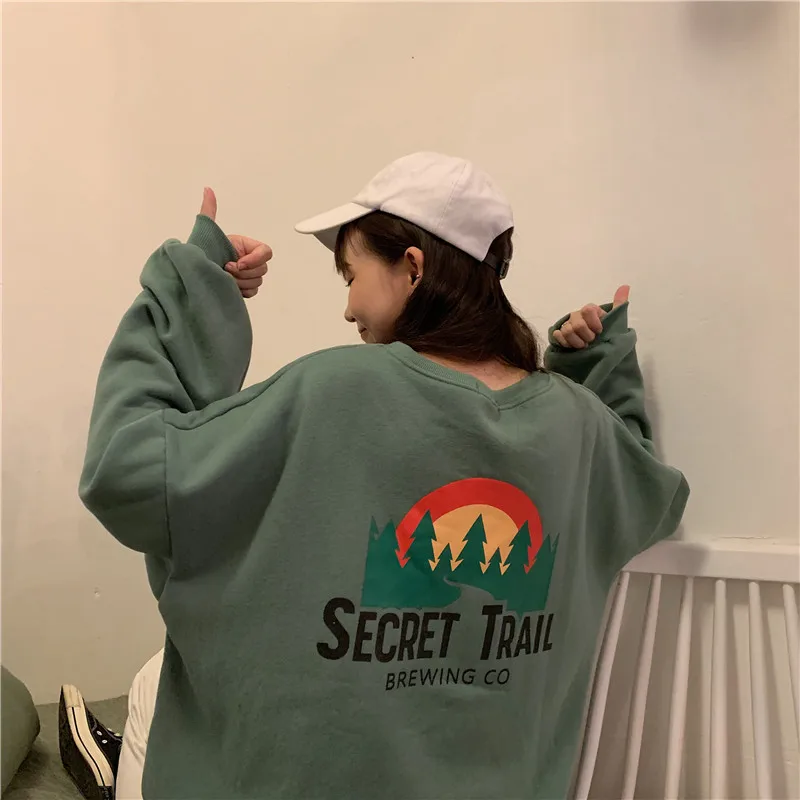 

2019 super fire cec sweatshirt female spring and autumn Korean version ins loose bf lazy wind student long sleeve thin coat