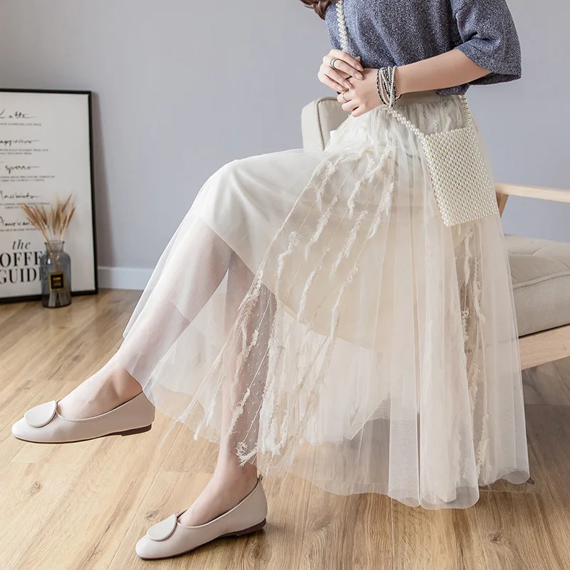 

Photo Shoot New Style Spring And Summer Online Celebrity Joint Mesh Skirt Fairy Big Skirt Versatile Korean-style Skirt Medium-le