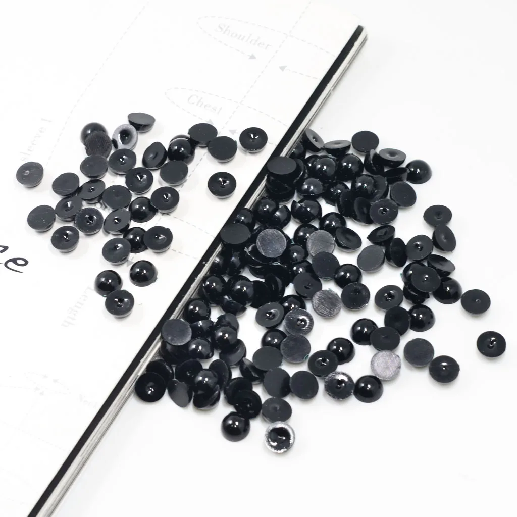 Handmade DIY Black Half Pearl Nail Art Decoration Wedding Party Craft Phone Case Decor Nail Art Scrapbooking Supplies