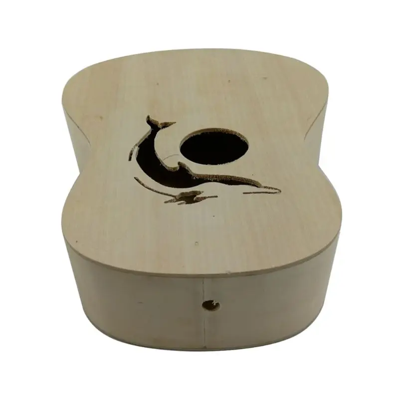 

21 Inches Unfinished DIY Ukulele Ukelele Uke Kit Basswood Body & Neck Plastic Fingerboard & Bridge Nylon String for Ukulele Love