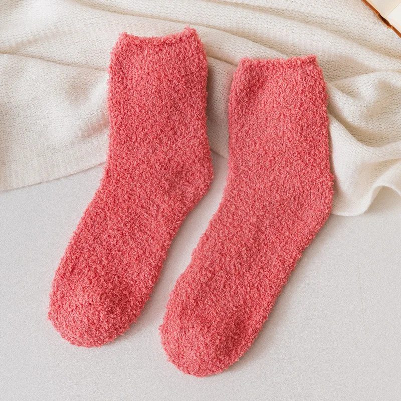 plus size knee high socks Candy Color Women's Colorful Winter Socks Warm Woman's Floor Kawaii Solid Socks Girl's Student's Socks for Female EU 35-43 Size gucci socks women