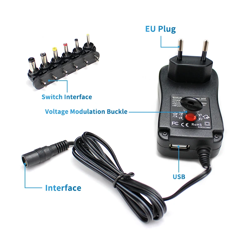 Adjustable power supply adapter 3V 4.5V 5V 6V 7.5V 9V 12V 2A 2.5A AC/DC Universal Adaptor Charger For LED Light Bulb Strip CCTV power adapter