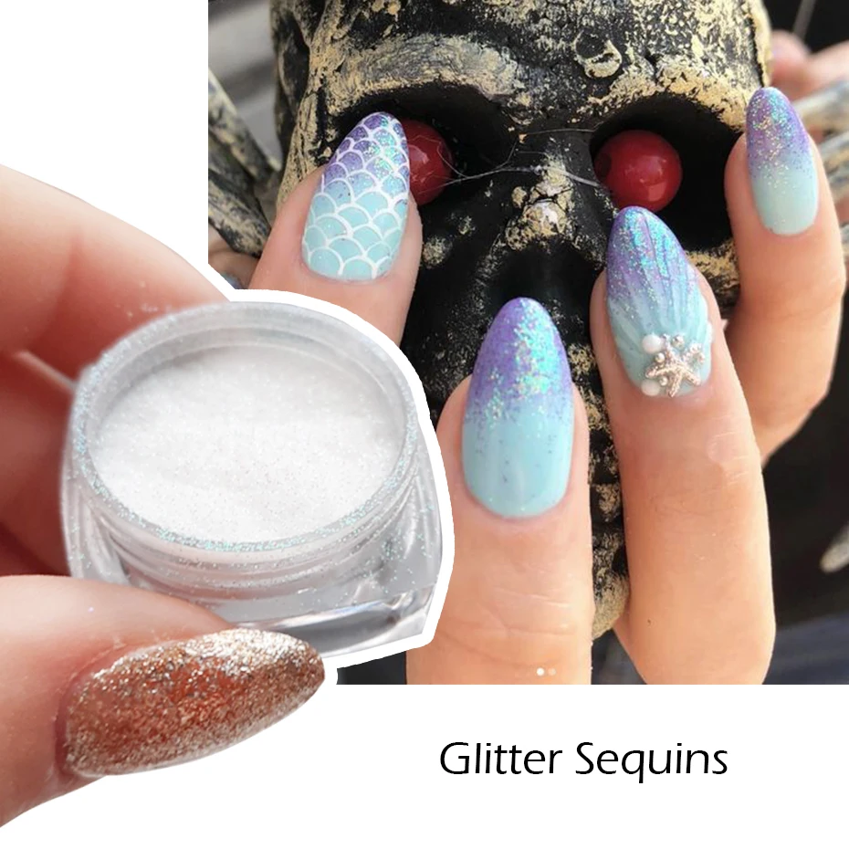Shimmer Mermaid Nail Glitter Power Aurora Iridescent Sparkles Sequins Paillette Nails Pigment Decoration Manicure CHM/DX-1 1 Box