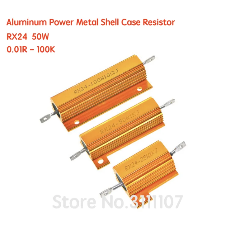 RX24 50W Aluminum Power Metal Shell Case Resistor  Wirewound Resistor 0.01 ~ 100K 0.05R 0.1 0.22 0.33R 1.5 8 10R 20 100 120 10K 50w 100w aluminum power metal shell case wirewound resistor 0 01r 100k 1 6 8 10 20 200 500 1k 10k ohm resistance rx24