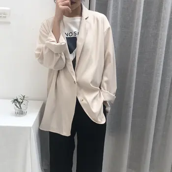 

HziriP All Match Office Ladies Notched Slender Thin Vintage Elegant Feminine Women High Street Loose Suit Coat Blazers 3 Types