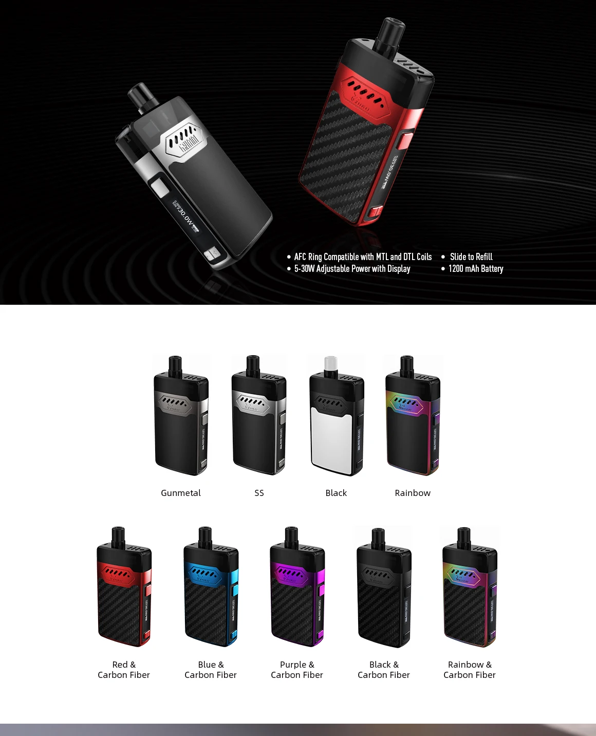 Новое поступление Hellvape Grimm 30W Pod Kit 1200mah Встроенный аккумулятор макс 80W выход вейп-комплект электронной сигареты VS Aegis boost