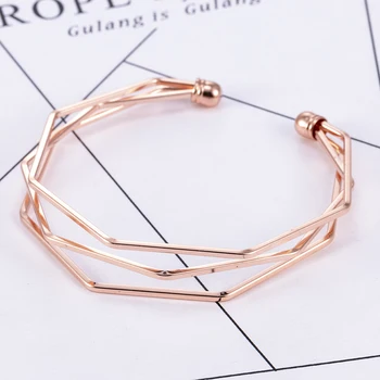 

CL-229 NEW Gold Metal Alloy Arrow Link Chain Twist Bangle New Three Layer Romantic Open Cuff Bangles/Bracelet Set For Women