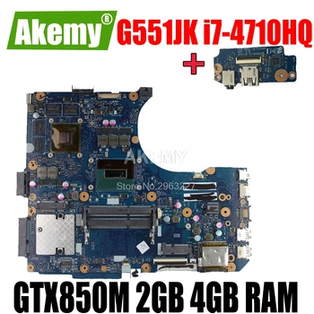 

send board+For Asus G551JK motherboard G551JK N551JK REV2.0 Mainboard with Processor i7-4710H cpu DDR3 GTX850M 2GB 100% tested