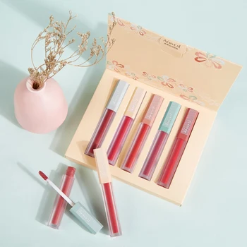 

Women Morandi Lip Gloss Set Non-stick Cup Moisturizing Colorfast Liquid Lipstick Set