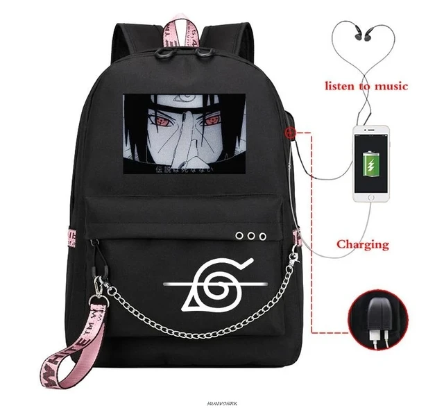 Anime Naruto Backpack Laptop Backpack USB Charging Travel Backpack