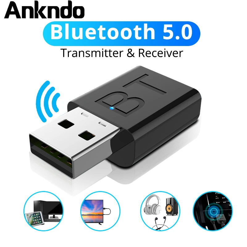 ANKNDO BT5.0 Bluetooth адаптер беспроводной передатчик приемник автомобильный комплект Aux аудио прием 3,5 мм USB адаптер усилитель сигнала