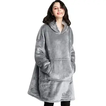 

Winter Blankets Hoodies Oversized Blanket With Sleeves TV Flannel Blankets Soft Sweatshirt Warm Pocket Hoody couverture polaire