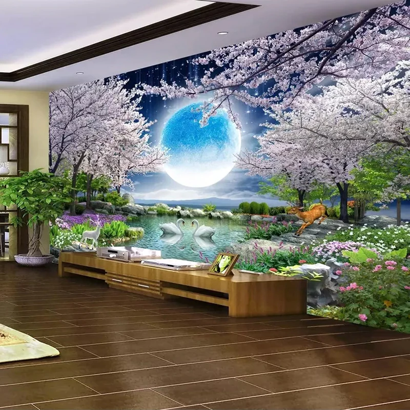 Custom-Mural-Wall-Paper-Moon-Cherry-Blossom-Tree-Nature-Landscape-Wall-Painting-Living-Room-Bedroom-Photo (1)