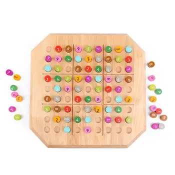 

None Wooden Arabic Numerals Sudoku Teaching Math Counting Board Plate Toy