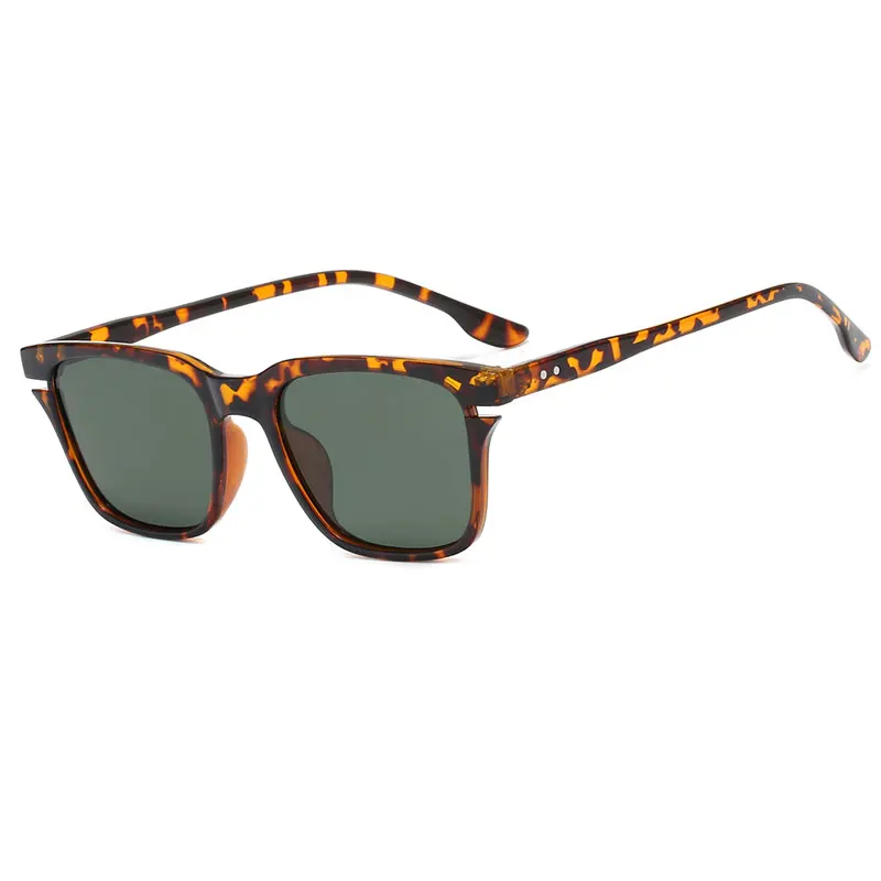 Брендовые дизайнерские квадратные поляризованные солнцезащитные очки для мужчин, роскошные уличные солнцезащитные очки для вождения для женщин, винтажный светильник, солнцезащитные очки для мужчин s - Цвет линз: Leopard Dark Green