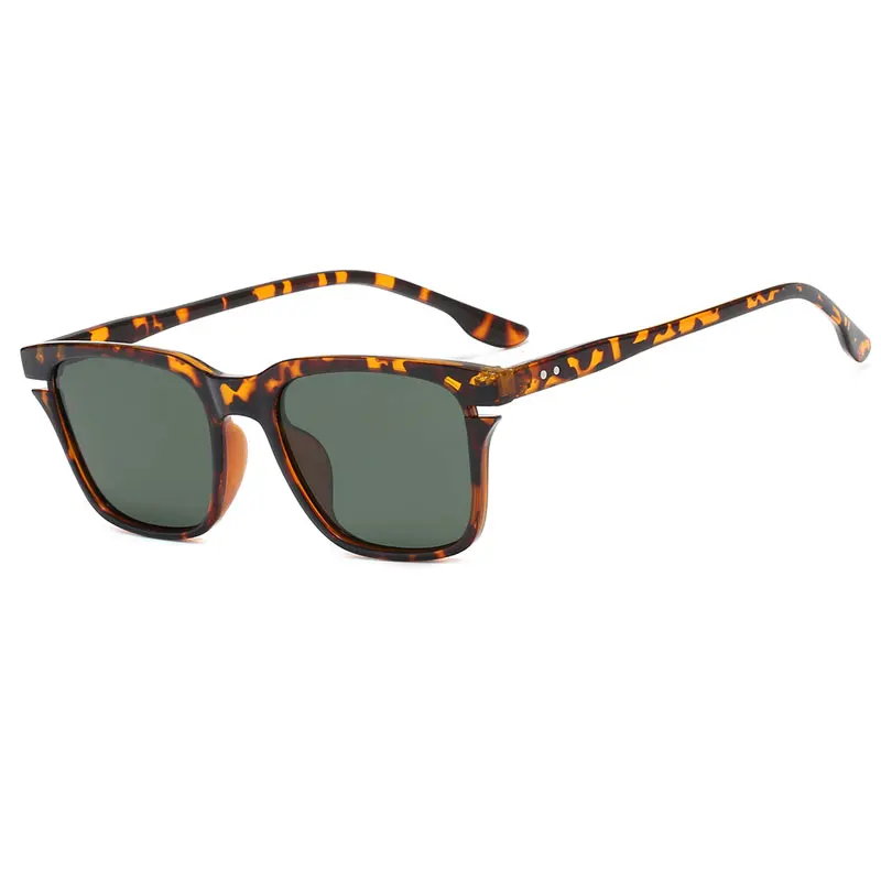 Leopard Dark Green Брендовые дизайнерские квадратные поляризованные солнцезащитные очки для мужчин, роскошные уличные солнцезащитные очки для вождения для женщин, винтажный светильник, солнцезащитные очки для мужчин s - Цвет линз: Leopard Dark Green