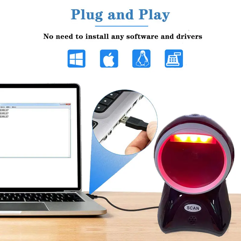 Scanner de Código de Barras Desktop Detecção Automática Digitalização Scanner de Plataforma Mãos-livres Pdf417 Suporte Leitor de Matriz de Dados Códigos de Tela 1d 2d - Imagem 2