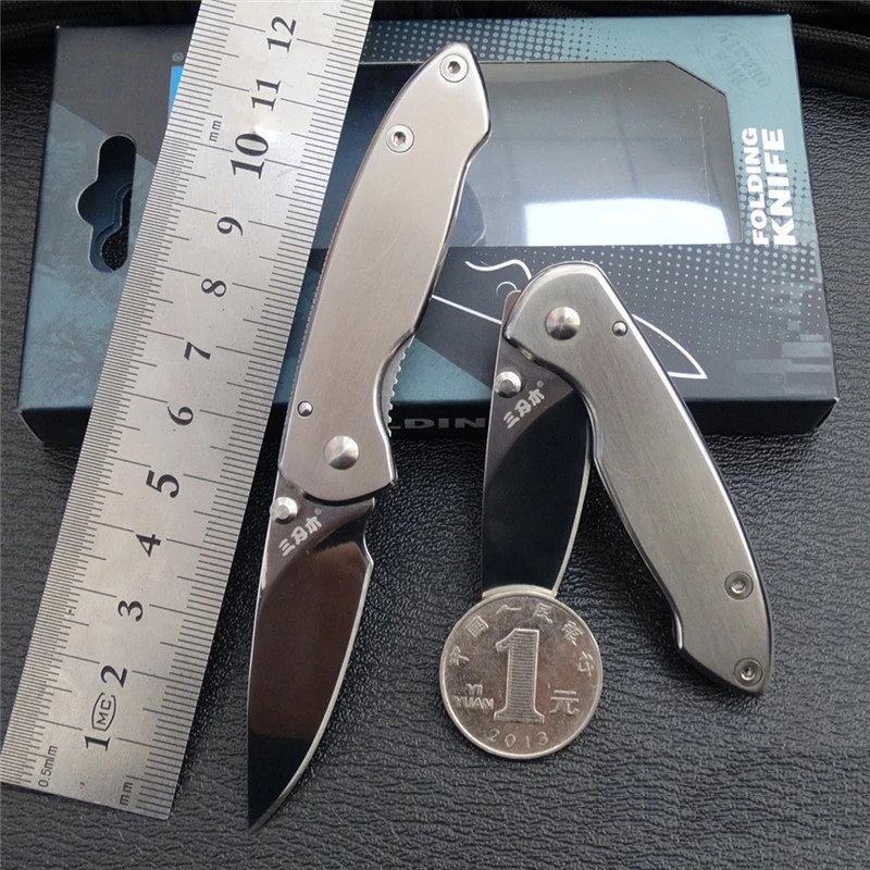 

SANRENMU 6011MINI Stainless Steel EDC Pocket Folding Knife with Belt Clip for Travel Camping and Hunting
