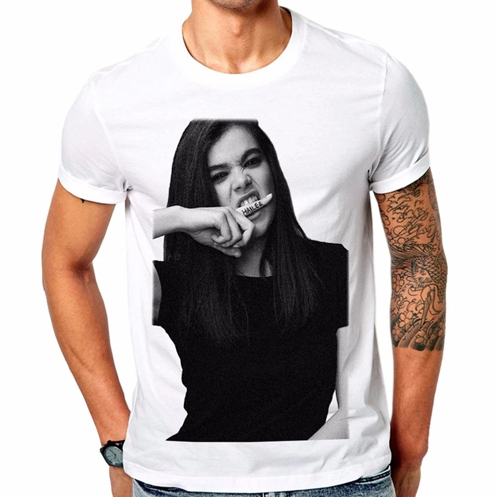 Graphic Shirts Men Funny Crew Neck Short-Sleeve Hailee Steinfeld Model Star T Shirt |