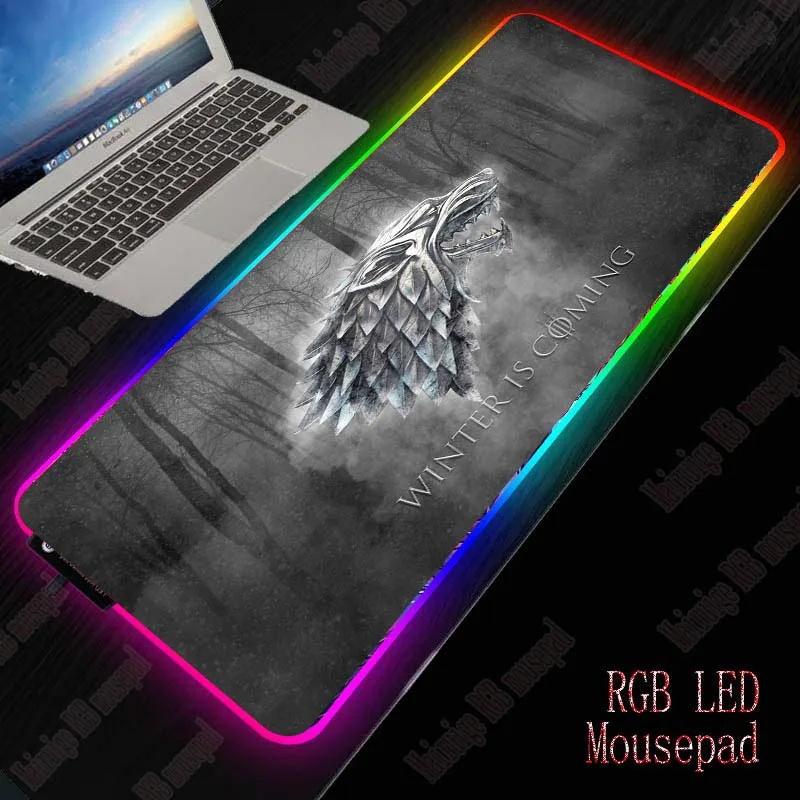 

XGZ Winter Is Coming Logo RGB Gaming MousePad Large Computer Mouse Pad Gamer XXL Mousepad Backlight Mause Pad Keyboard Desk Mat