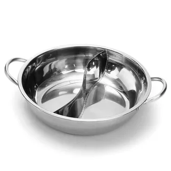 

40cm Stainless Steel Dual Hot Pot Cooker Gas Stove Compatible Pot Kitchen Cookware Soup Cooking Pots
