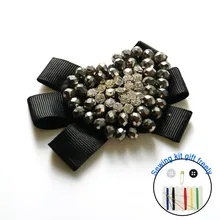 

3D Handmade beaded black bowtie Patches for clothing DIY sew on sequin rhinestone parches Beaded applique parches bordados para