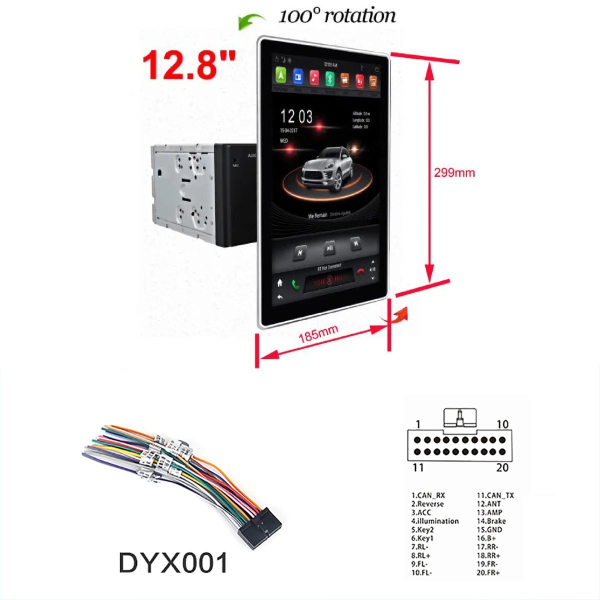 Для VW toyota Honda Nissan KIA hyundai Ford и т. д. Автомобильный Универсальный мультимедийный плеер gps Радио 12,8 дюймов ips поворотный экран Android - Цвет: DIY