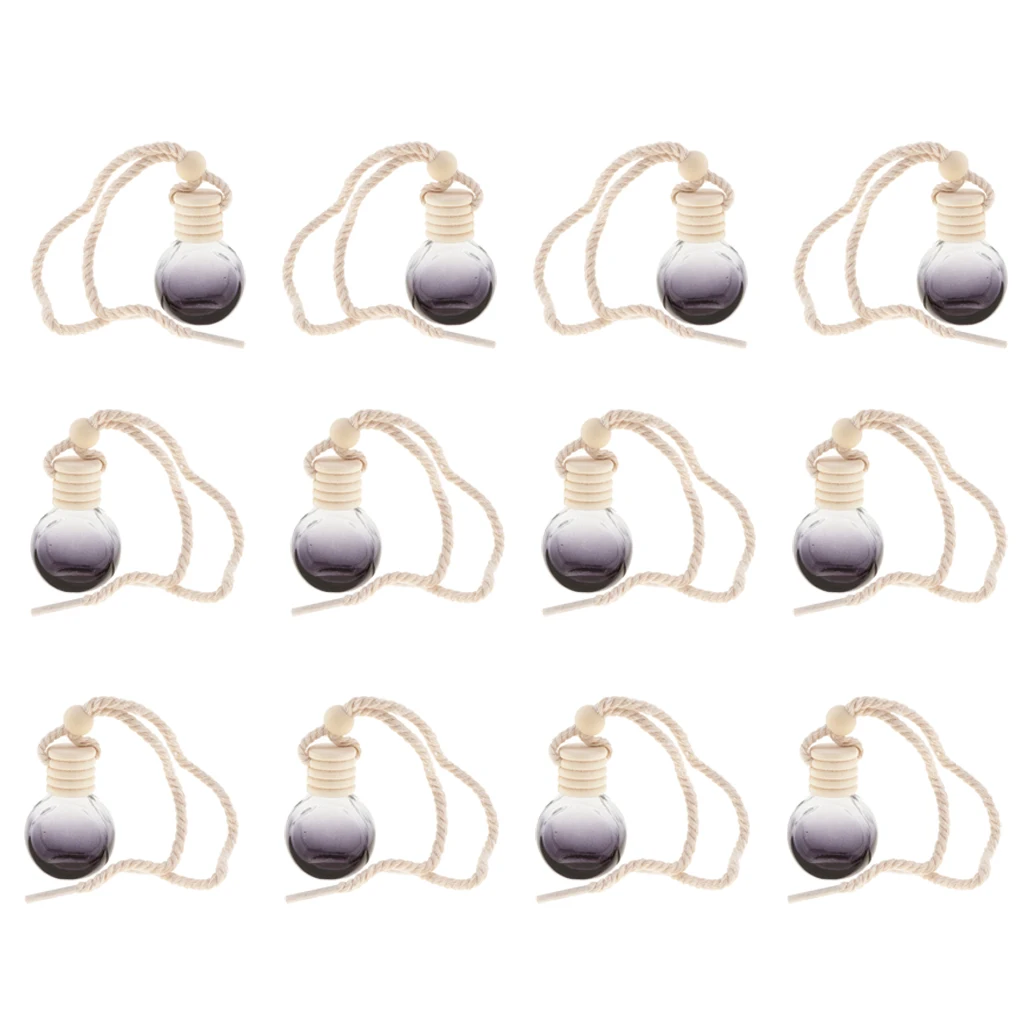 12Pcs 10ml Empty Perfume Bottle Pendant Car Hanging Ornament Home Decor Round