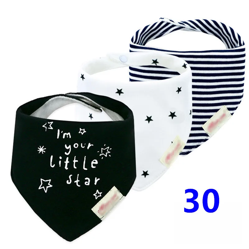 3pcs Organic Cotton Baby Scarf Muslin Burp Cloth Bandana Bibs Newborn Baby Boy Infant Girl Toddler Winter Scarf Waterproof Bib - Цвет: 30