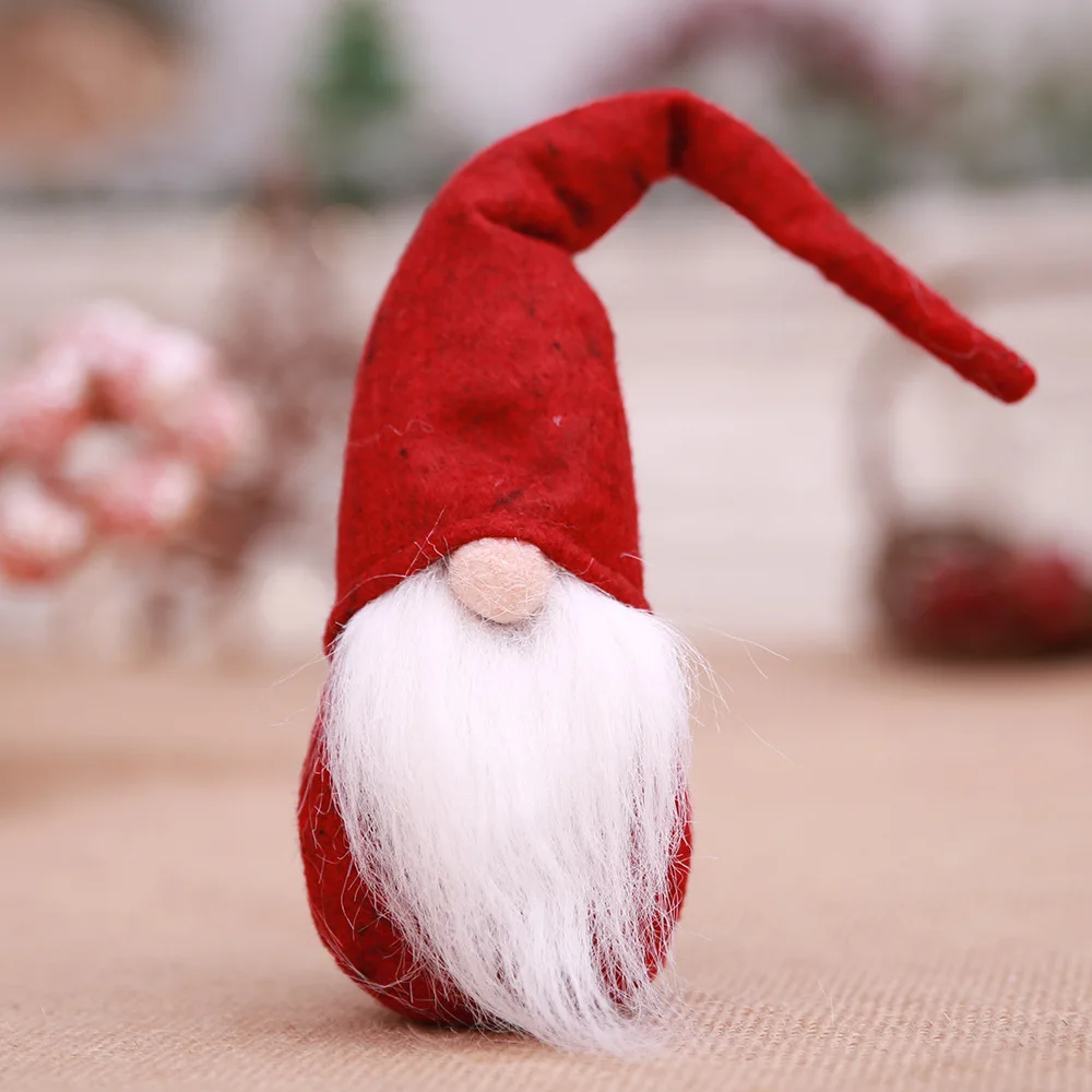 Рождественские куклы Санта-Клауса, Безликий Настольный эльф, мягкая игрушка гном, белая борода, рождественские украшения, рождественские вечерние, новогодние подарки для детей - Цвет: 30x8cm red