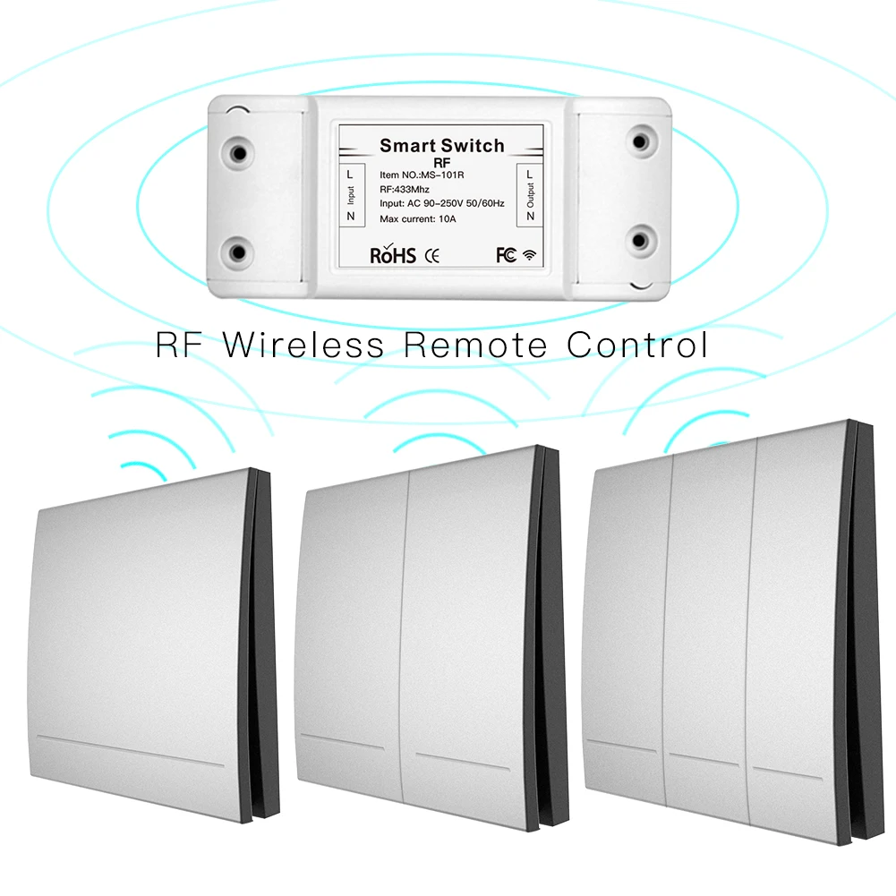 433 МГц беспроводной смарт-переключатель Радиочастотный пульт дистанционного управления приемник кнопка управления Лер настенный