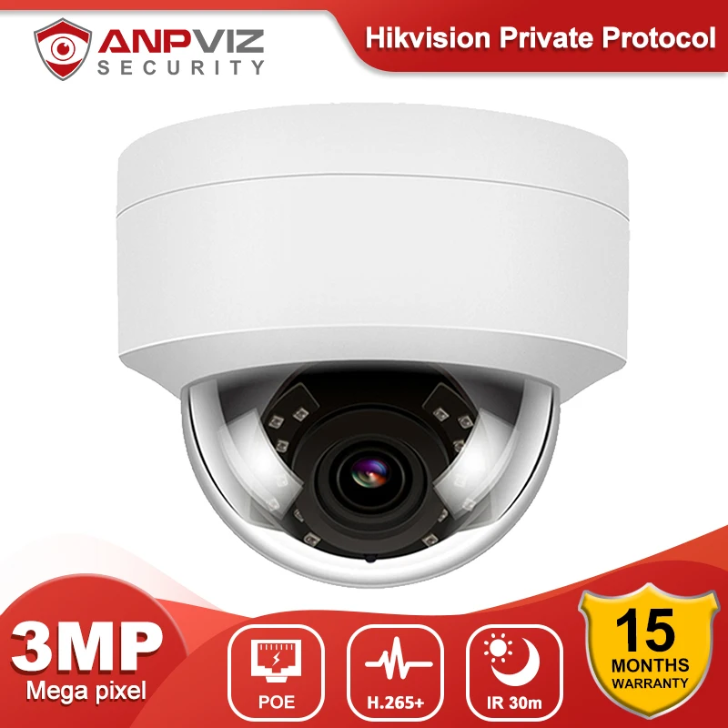 Anpviz 3MP PoE IP купольная камера безопасности наружная ночного видения