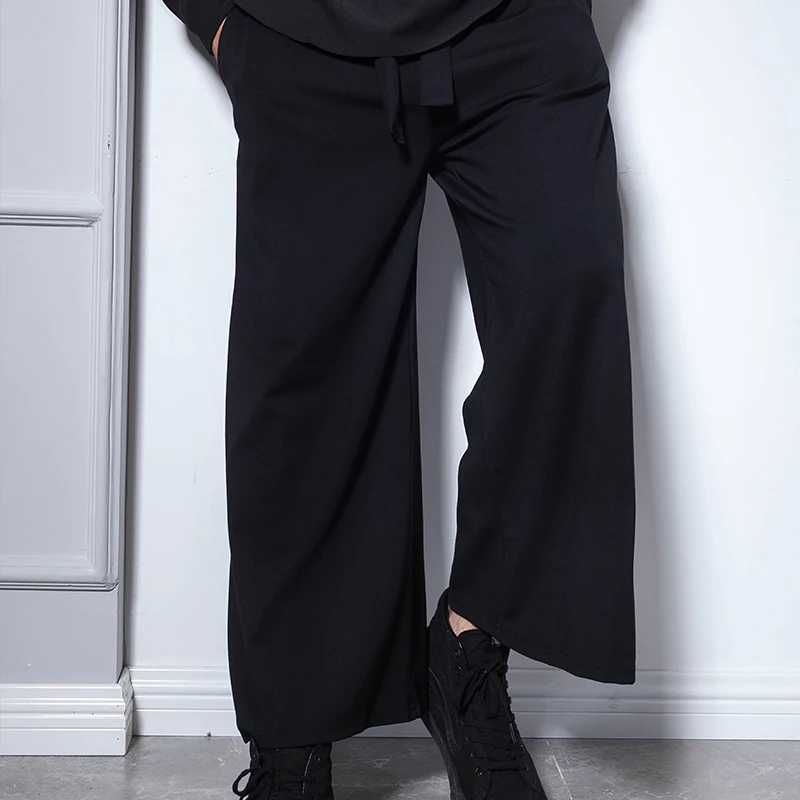 Korean version of trendy casual culottes large bell-shaped trousers wide leg trousers large size wide leg men's trousers fashion