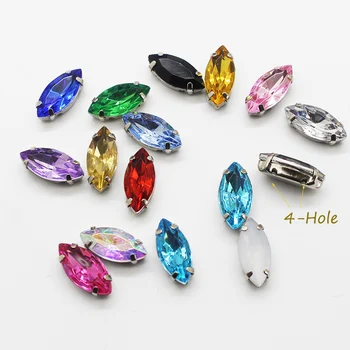 

LKERAN NEW 20pcs/Set 7x14MM Horse eye Acrylic Buttons 4-hole White K Metal Button For Clothing DIY Sewing Decor Accessories