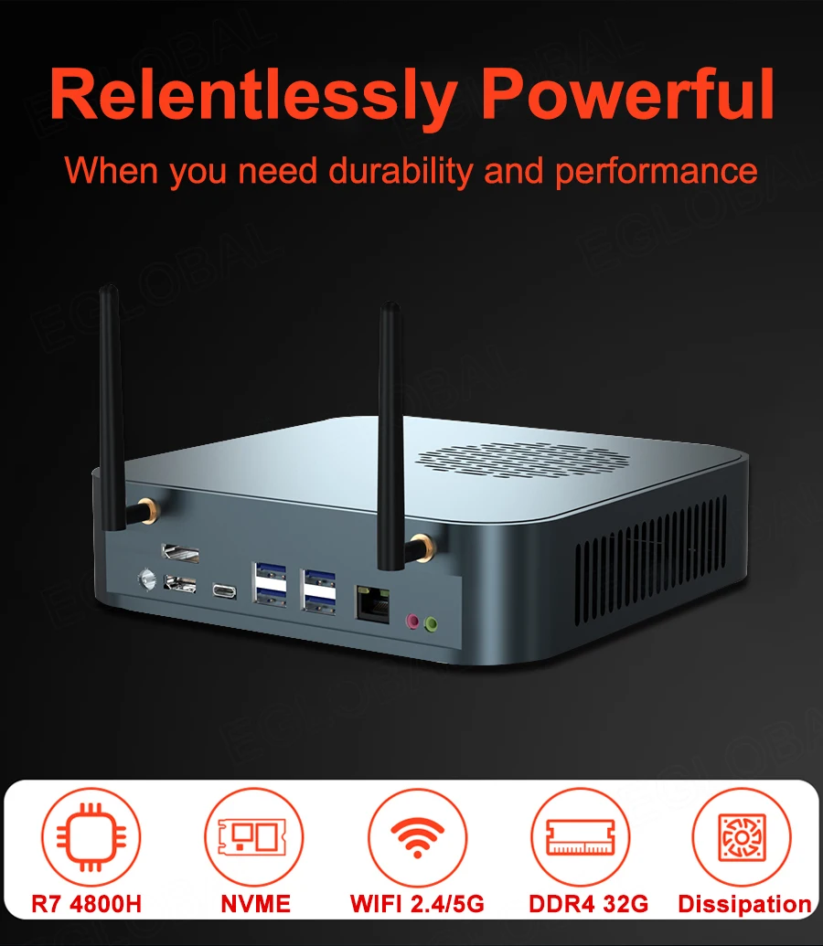 Новый игровой компьютер AMD Ryzen 7 4800H Мини ПК 8 ядер 12 потоков 2 * M.2 NVMe Windows 10 Pro 4K Radeon