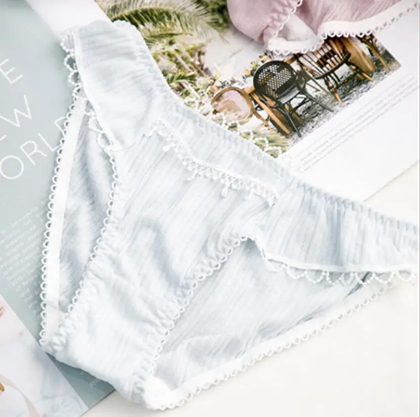 

2019 Autumn 100% Real Photo M L XL Lovely Cute Lolita Kawaii Breathable Cotton Lace Panties Underwear Brief Lingerie Knicker 611