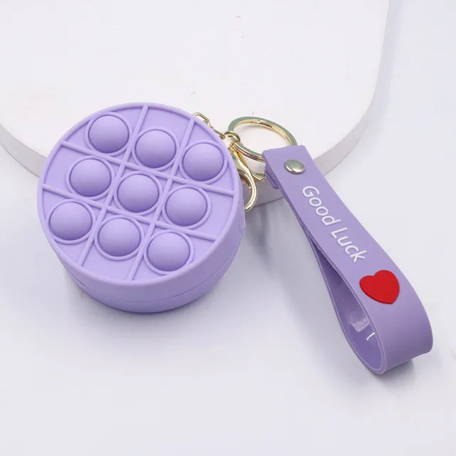 New Popit Mini Money Wallet Fingertip Toys Push Bubble Popite Pendant Bag Hot Sale Adult Decompression Toys Children Anti-Stress Purple circle