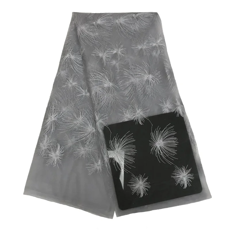 Новейшая африканская кружевная ткань серого цвета 2020 Высококачественная
