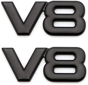 

2Pcs V8 Emblems Premium Car Decoration Badge Emblem Sticker For Mustang Touareg X5
