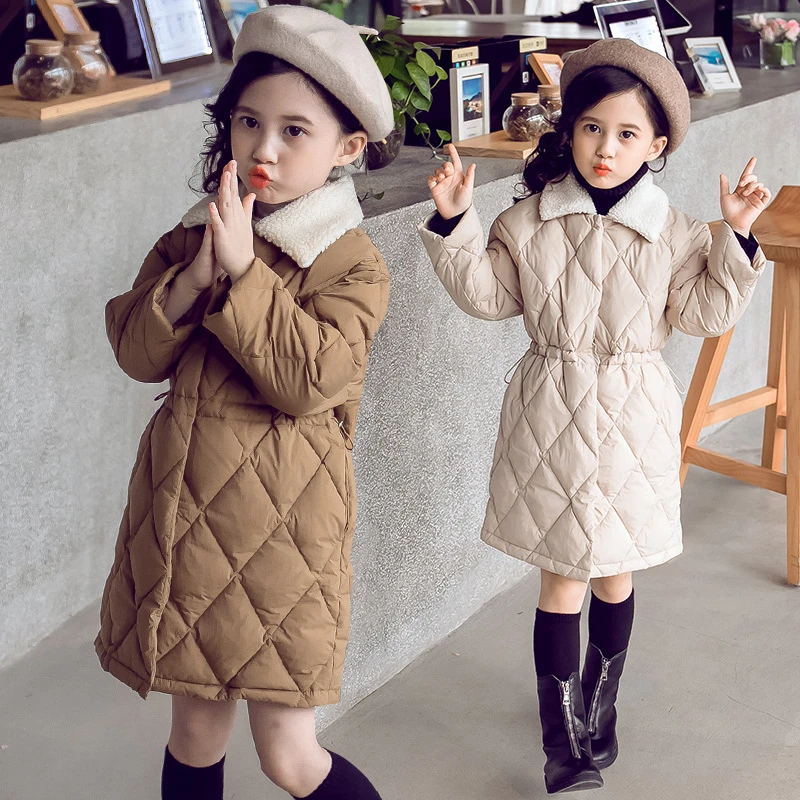 Korean Fashion Teenage Girl Warm Coat Winter Jacket For Girls Cotton-Padded Long Parka Coats Kid Outerwear Snowsuit Teen Clothes