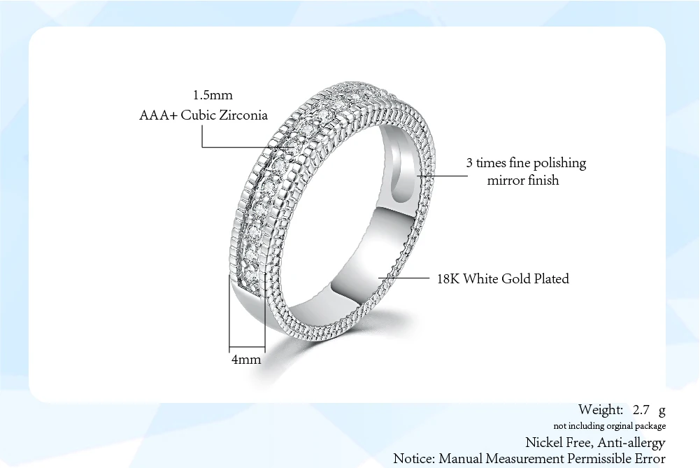 Двойное Яркое классическое кольцо на палец для женщин AAA+ кубический цирконий подарок для девочек модное ювелирное изделие R544