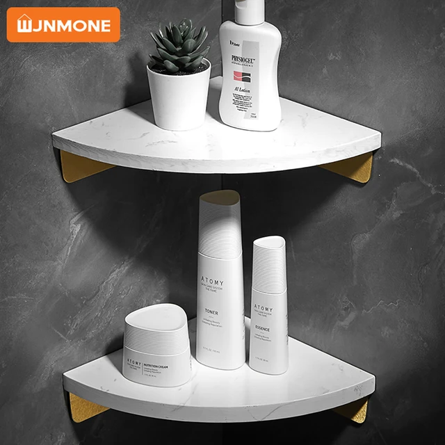 White Black Carbon Steel Bathroom Shelve Wall Mount Shampoo