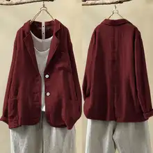 ZANZEA 2020 Vintage mujer Casual suelta Blazers algodón Lino abrigo chaquetas sólido suelto bolsillos chaqueta de traje de negocios prendas de vestir S-5XL