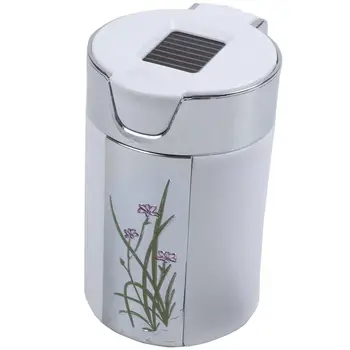 

BESTBlue LED Light Smokeless Solar Ashtray Cigarette Holder White for Car