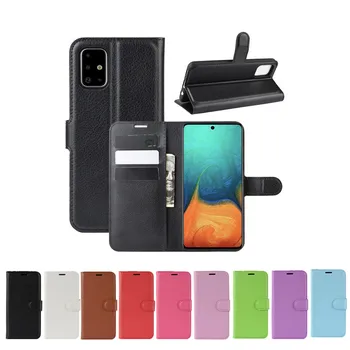 

50pcs/lot PU leather Flip Wallet Litchi Pattern Phone Case For Samsung Galaxy A11 M11 US A21S A31 A41 EU A51 5G Lychee Grain