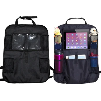 

Auto Seat Back Protectors Universal Car Backseat Organizer With Touch Screen Multi-Pocket Kick Mats Hanging Storage Bag For Kid
