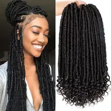 Goddess искусственные локоны в стиле Crochet волосы прямые Goddess Locs с кудрявыми концами синтетические вязанные крючком волосы косы для черных женщин умная коса