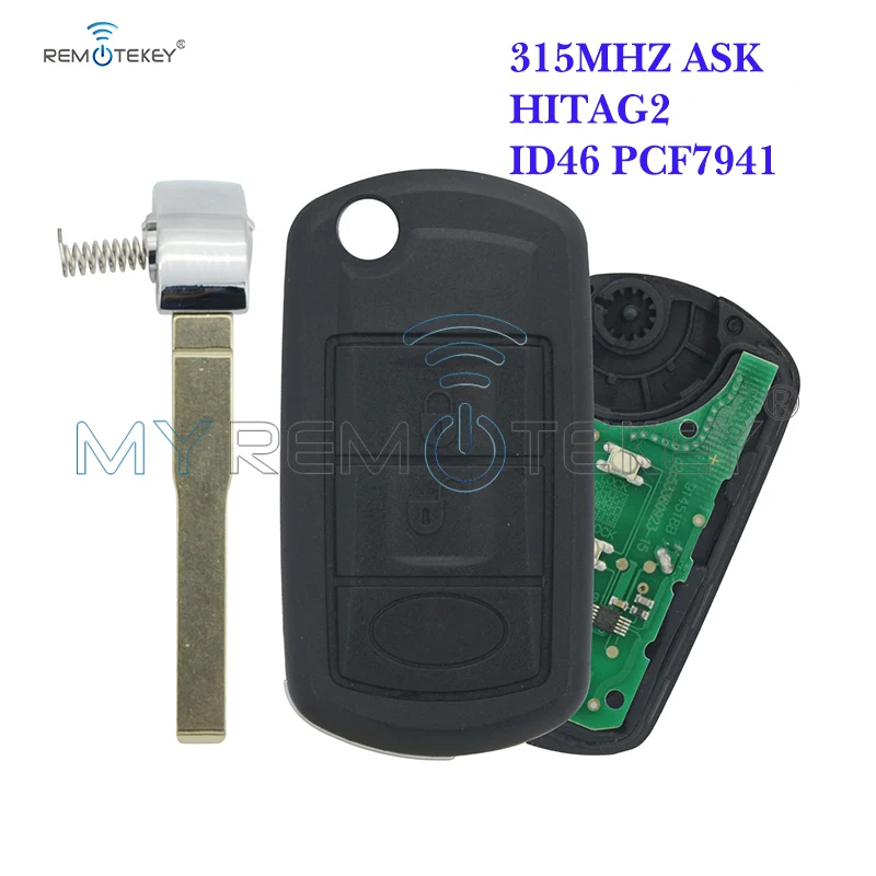 Flip remote car key 315 mhz for Landrover LR3 Range Rover HU101 3 button ID46 chip on circuit board remtekey | Автомобили и