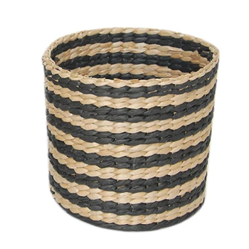 

Handmade Straw Storage Basket Straw Patchwork Handmade Laundry Garden Flower Kitchen Storage Basket